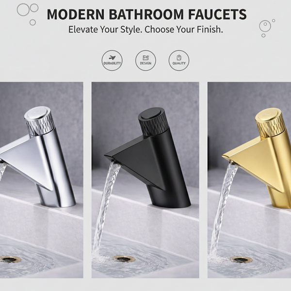 BASSINO FEMA Short Body Artistic Triangle Design Basin Faucet | 3 Years Warranty Chrome