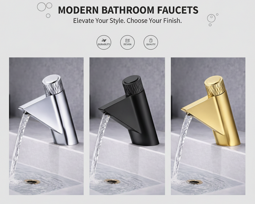 BASSINO FEMA Short Body Artistic Triangle Design Basin Faucet | 3 Years Warranty