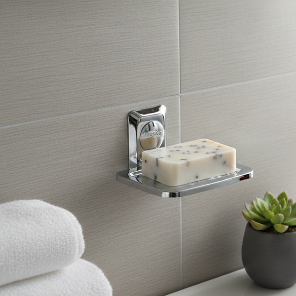 Bassino Stainless Steel Bathroom Single SOAP Dish/Soap Stand/Soap Dish for Batroom/Bathroom Accessories (Chrome Finish) (Single SOAP Dish) – Made in India