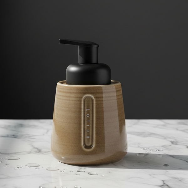 Ceramic Liquid Soap Dispenser – Premium Textured Design Brown
