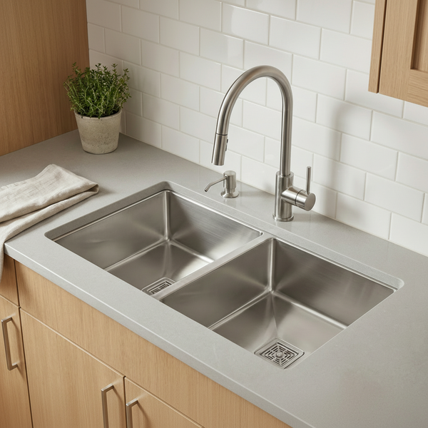 Premium SS 304 Grade Double Equal Bowl Kitchen Sink, Matte Finish, 40x20x9 In, 25 Years Warranty