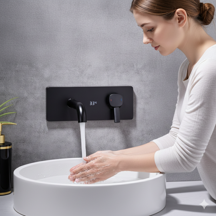 BASSINO MITSU Digital Wall Mounted Smart Temperature Display Basin Faucet | 3 Years Warranty