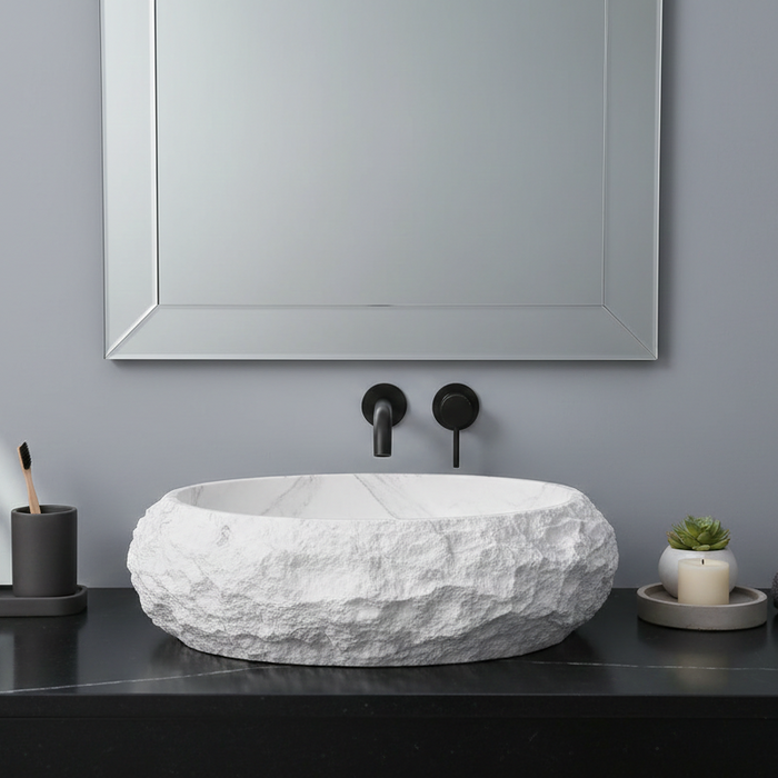 Modern Home Accent Countertop Wash Basin – Matt Artificial Stone Basin | 500×390×150 mm