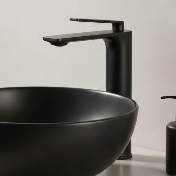 Premium Brass Tall Basin Mixer Faucet, Gun Grey Finish (Hot & Cold) NCGF-513 – 5 Years Warranty