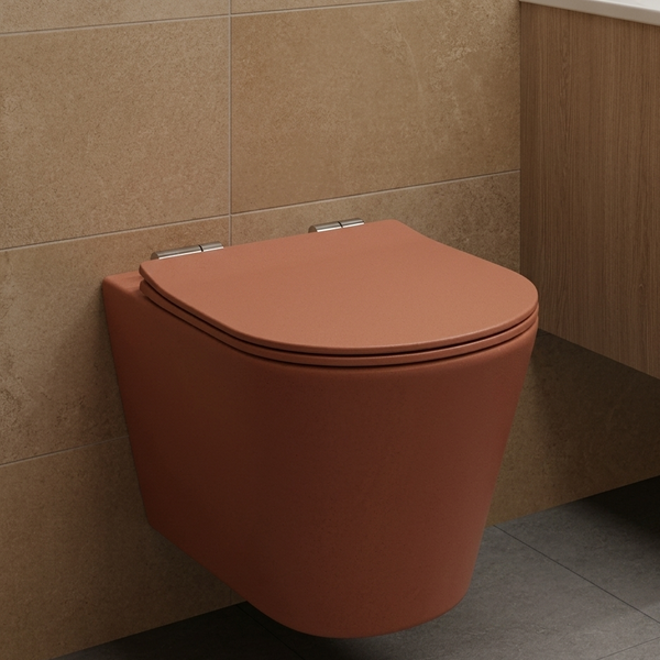 BASSINO Rimless Designer Wall-Hung Toilet Collection Red