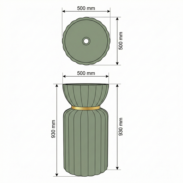 Luxury Artificial Pedestal Basin | Designer Freestanding Wash Basin | 20 × 20 × 37 In