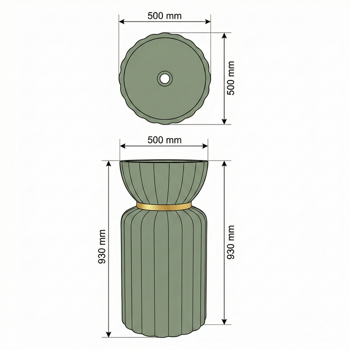 Luxury Artificial Pedestal Basin | Designer Freestanding Wash Basin | 20 × 20 × 37 In