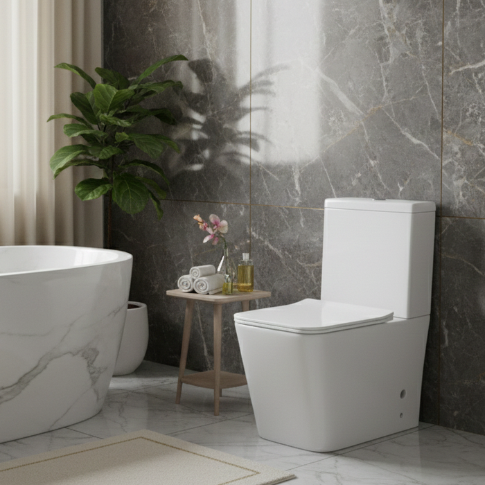 Luxury One-Piece Western Toilet | Glossy Floor Mounted WC with UF Cover | Approx. 26 × 14 × 31 Inches