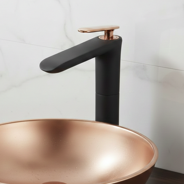 BASSINO Premium Tall Basin Mixer Faucet (Hot & Cold) | Brass Body | Deck Mounted | Luxury Finish – 5 Years Warranty Black