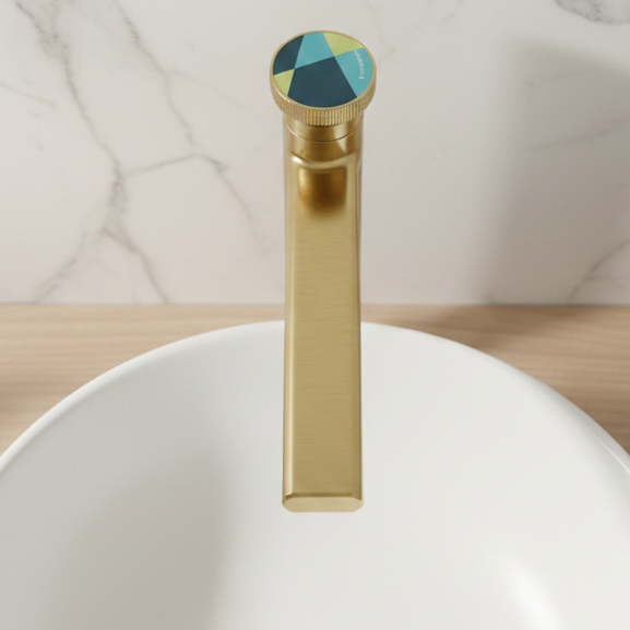 Premium Brass Tall Basin Mixer Tap, Brushed Gold Finish, Tall Size (NCGF 507) – 5 Years Warranty
