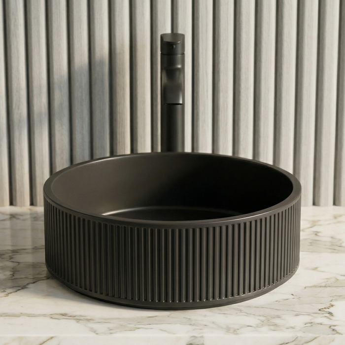 Bassino Modern Stainless Steel Wash Basin | Stylish Countertop Wash Basin for Bathroom–400x400x130 mm Black