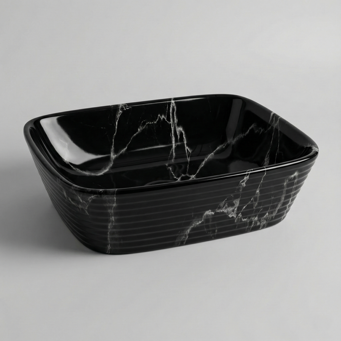 Modern Marble finish Countertop Wash Basin | (20" × 15"× 6" IN) Designer Bathroom Sink