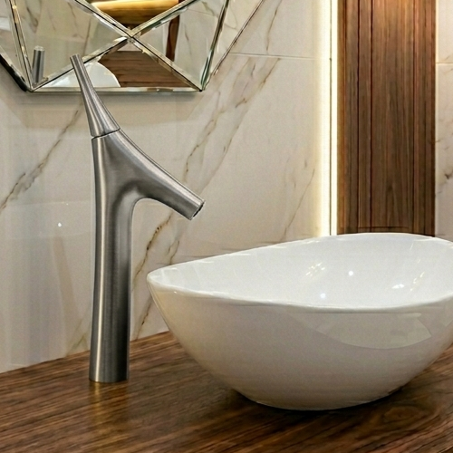 BASSINO Carlos Series Designer Basin Faucet – Single Cold Water Flow Chrome Finish for Luxury Bathrooms