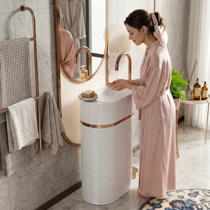 Ceramic Pedestal Wash Basin(size-20x14x33 Inch)BPB-743