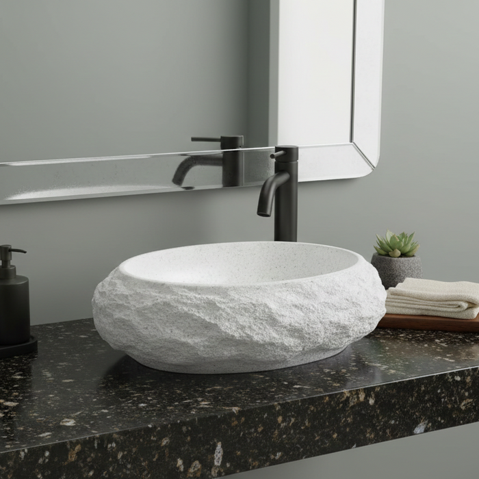 Modern Home Accent Countertop Wash Basin – Matt Artificial Stone Basin | 500×390×150 mm