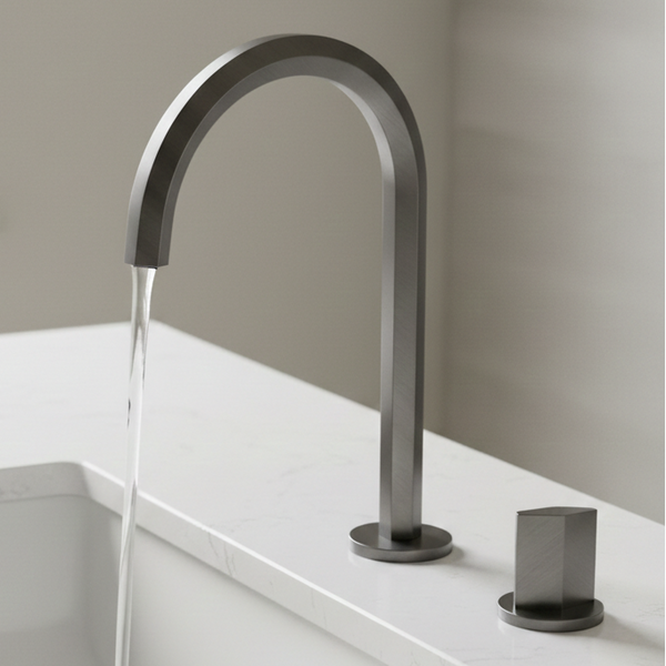 BASSINO Deck Mounted Basin Mixer | Dual Piece Mixer Set | Hot & Cold | Premium Bathroom Faucet - 5 Years Warranty Gun Grey
