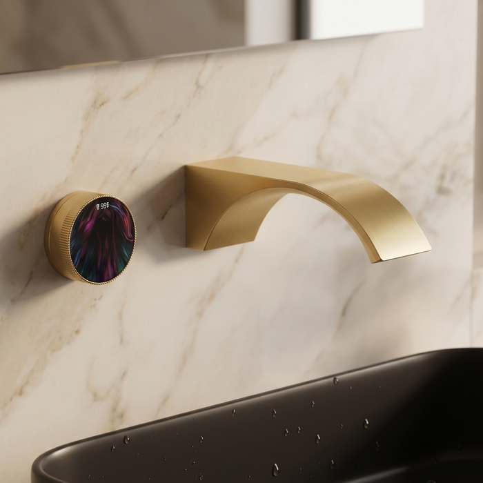 BASSINO Wall Mount Basin Mixer | 59 Brass Concealed Body with ABS Embedded Box | Wanhai Valve | Neoperl Aerator - 5 Years Warranty Brushed Gold