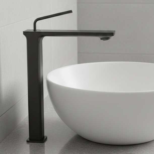 Premium Brass Tall Basin Mixer Tap, Gun Grey Finish, Tall Size (NCGF 506) – 5 Years Warranty