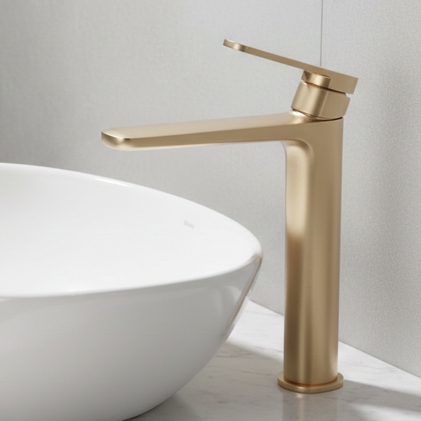 Premium Brass Tall Basin Mixer Tap – Brushed Gold Finish Tall Size (NCGF 502) – 5 Years Warranty