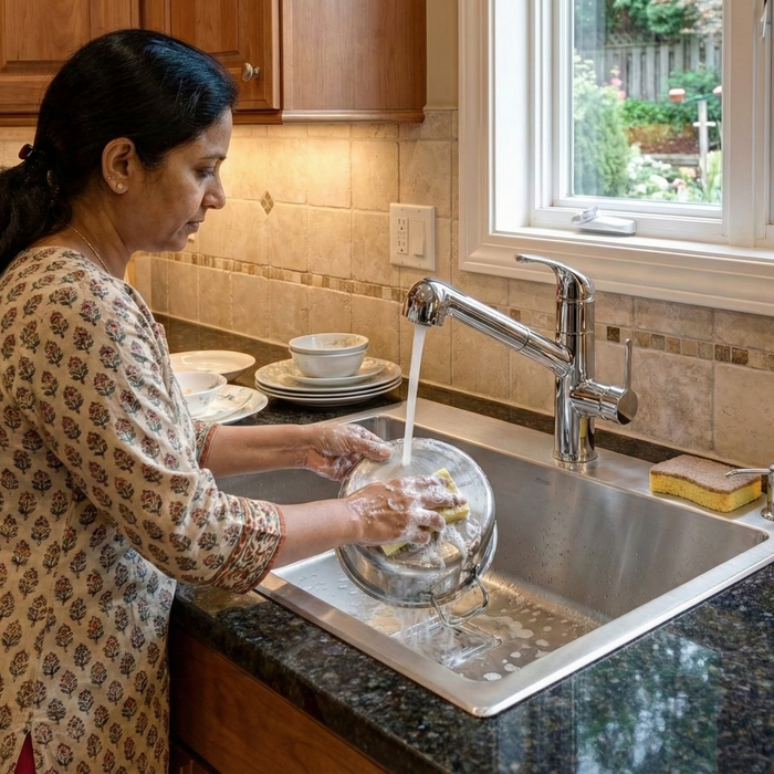 Handmade SS 304 Grade Kitchen Sink, Matte Finish, 24x18x9 In, 25 Years Warranty