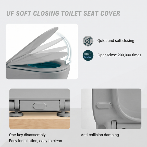 Bassino Wall Hung Toilet – Glossy Grey | 20.5 x 13.5 x 14 Inches Modern WC