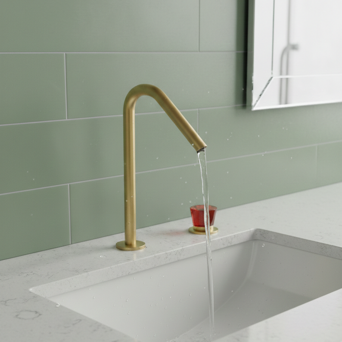 BASSINO Deck Mount Basin Mixer Tap – Brushed Gold | Crystal Handle | Luxury Single Lever Bathroom Faucet 273mm - 5 Years Warranty