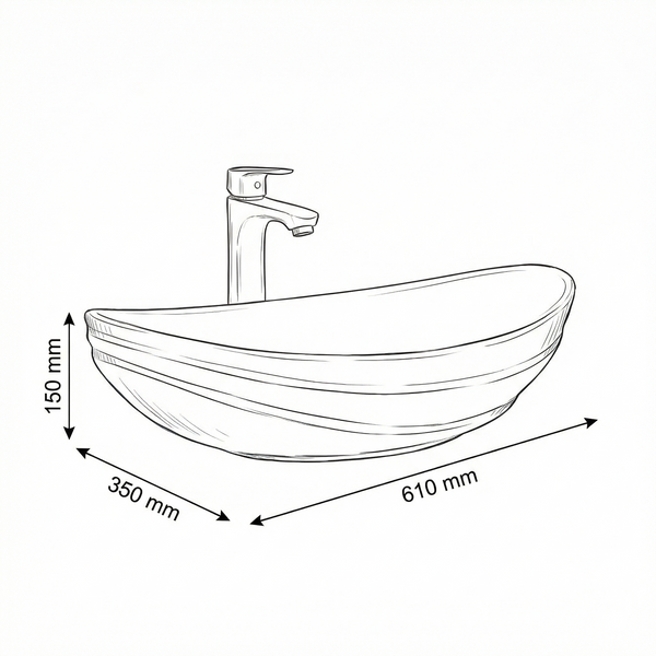 Luxury Gold Detailing Countertop Wash Basin | Designer Table Top Bathroom Basin (24" × 14" × 6" IN) Black Gold stripes