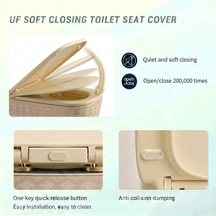 Bassino Wall Hung Toilet (21 x 13 x 14 Inches) – Satin Khakhi Moroccan Finish Rimless WC with UF Seat Cover