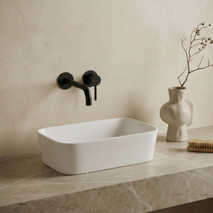 Premium Table Top Ceramic Spacious Vessel Basin CRYSTA 18" (455x260x120 mm)