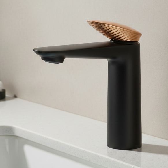 BASSINO Luxury Short Basin Mixer Faucet | Modern Single Lever Bathroom Tap | 5 Years Warranty Black