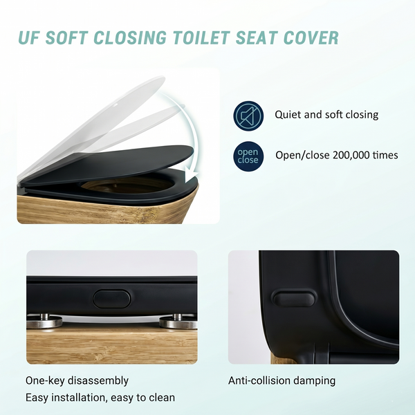 Bassino Designer Wall Hung Toilet (20 x 14 x 5 Inches) – Glossy Black Inside, Rose Gold Textured Finish