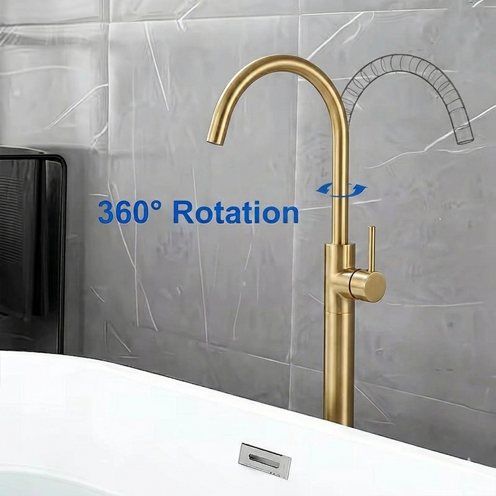Bassino Free Standing Basin Mixer Tap –  Floor Mounted Faucet for Pedestal Basins