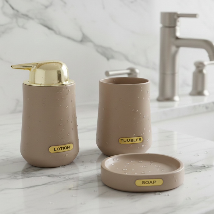 3-Piece Premium Ceramic Bathroom Accessory Set