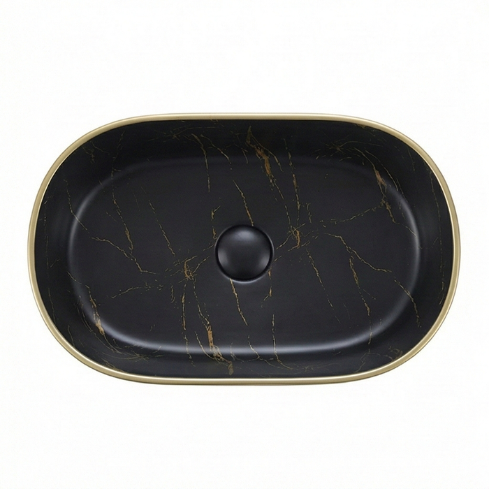 Premium Designer Ceramic Table Top Wash Basin, Dual Color Matt (20 x 12 x 6 In) ZXTT/748