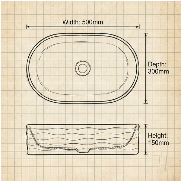 Premium Designer Ceramic Table Top Wash Basin, Dual Color Matt (20 x 12 x 6 In) ZXTT/748