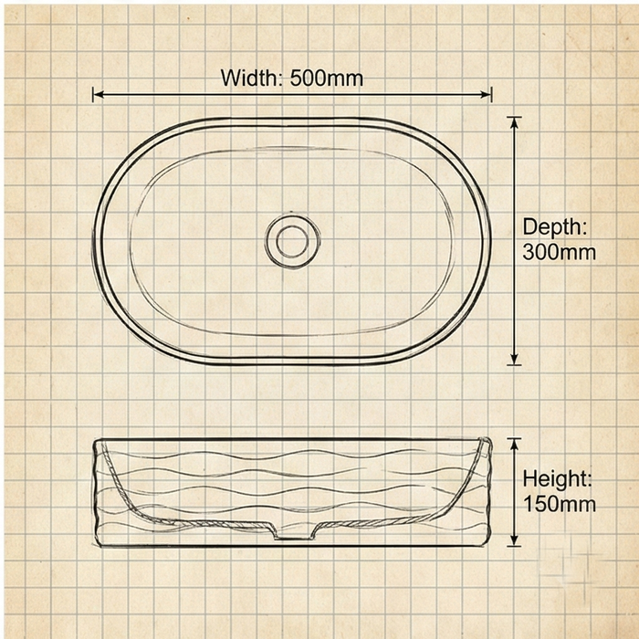 Premium Designer Ceramic Table Top Wash Basin, Dual Color Matt (20 x 12 x 6 In) ZXTT/748