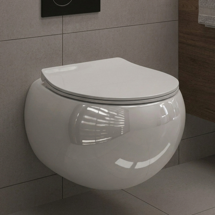 BASSINO Rimless Wall-Hung Toilet Gloss White