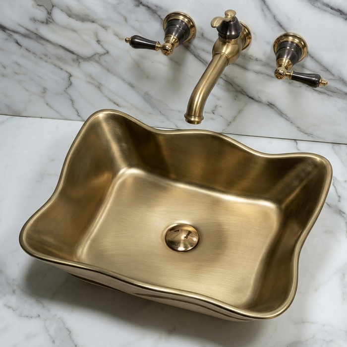 BASSINO Designer Table Top Basin – 20″ x 15″ Luxury Dual Tone Countertop Wash Basin White
