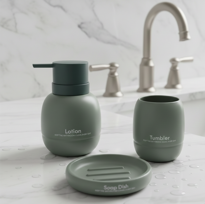 3-Piece Premium Ceramic Bathroom Accessory Set