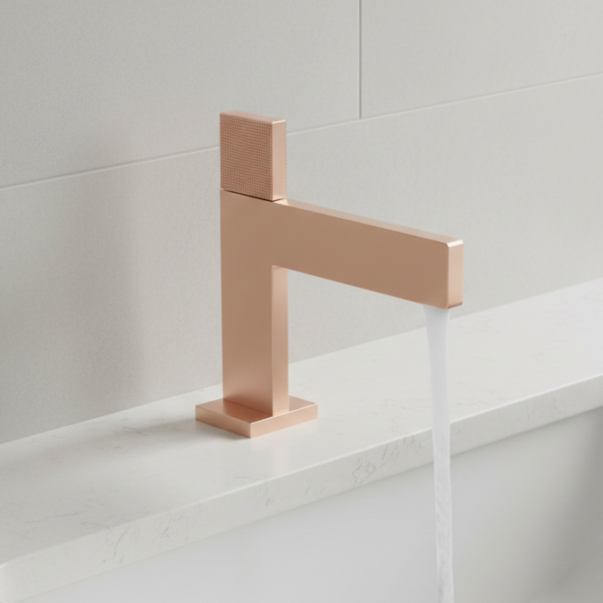 BASSINO Premium Short Basin Mixer Faucet (Hot & Cold)| Brass Body – 5 Years Warranty Brushed Rose gold