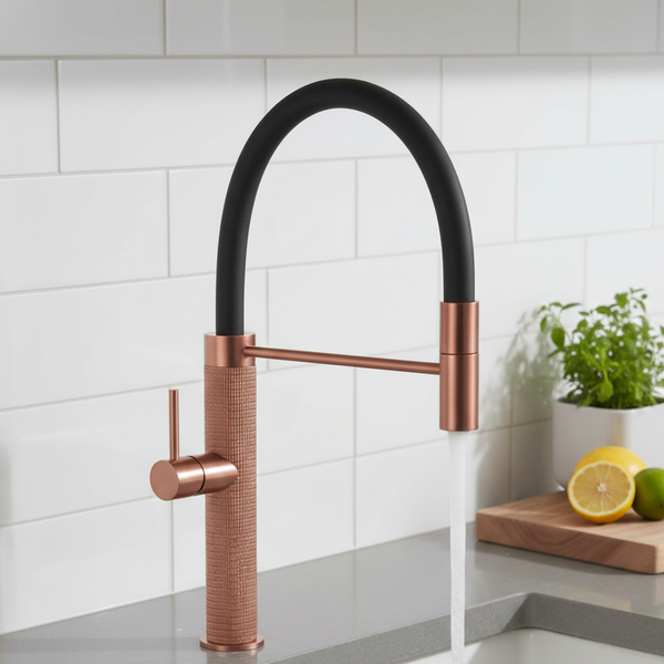 BASSINO Luxury Pull-Down Kitchen Faucet Collection | Modern Kitchen Mixer Tap | 5 Years Warranty Brushed Rose Gold