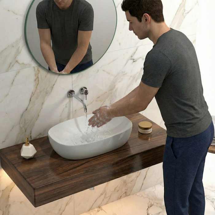 Premium Aesthetic Ceramic White Oval Table Top Basin GLOSTER (600x370x130mm)