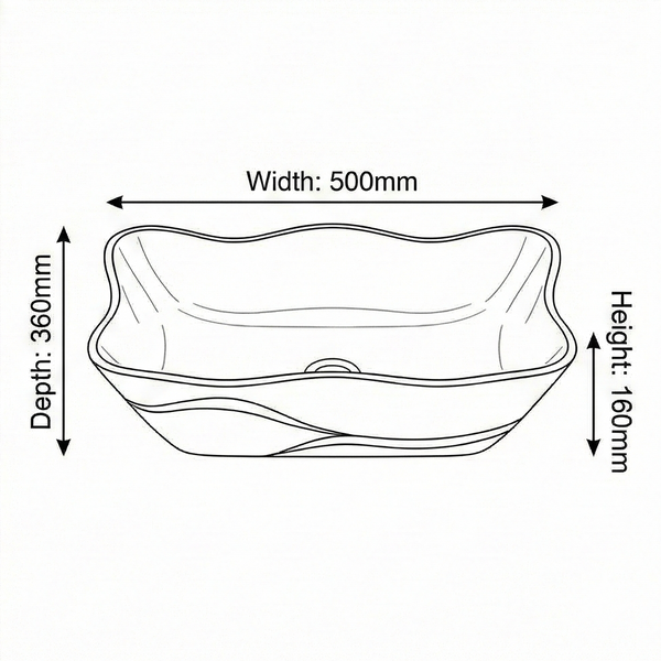 Premium Designer Ceramic Table Top Wash Basin, White & Black with Gold Glossy (20 x 15 x 6 In) Black