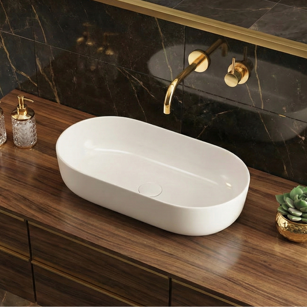 Premium Ceramic Table Top Basin (STANZA 610x330x130mm)