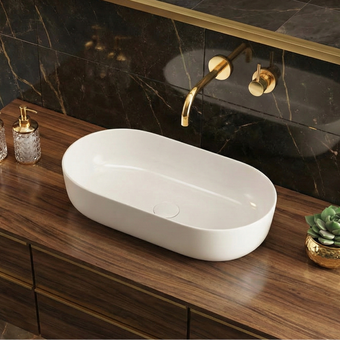 Premium Ceramic Table Top Basin (STANZA 610x330x130mm)