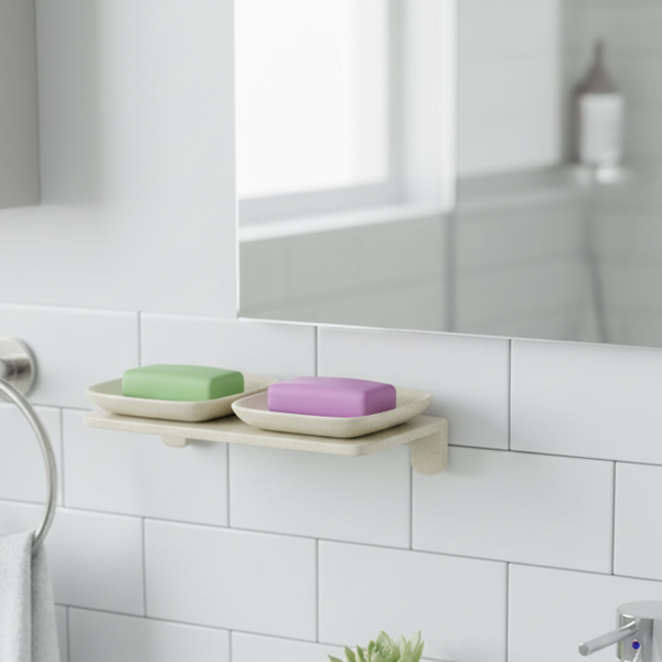 BASSINO Stylist Double Soap Dish For Bathroom-Glossy Marble