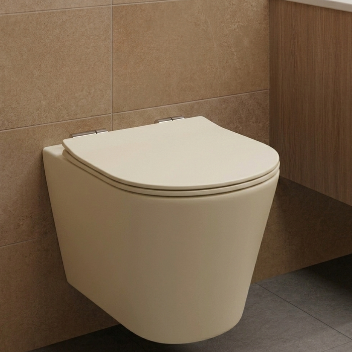 BASSINO Rimless Designer Wall-Hung Toilet Collection White