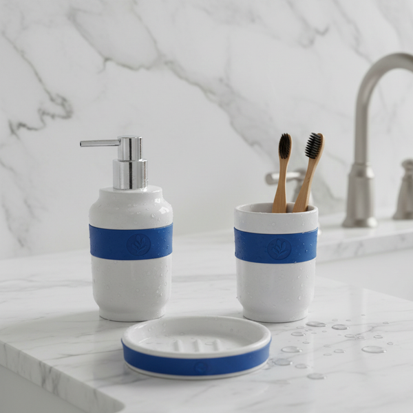 Ceramic Bathroom Set – 3-Piece Premium Bath Accessory Set White