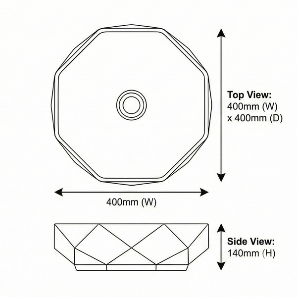 Premium Designer Ceramic Table Top Wash Basin, Gold & White Matt (16 x 16 x 5.5 In) EQP-1050