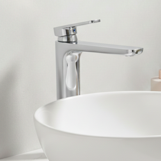 Premium Brass Tall Basin Mixer Tap – Gun Grey Finish Tall Size (NCGF 503) – 5 Years Warranty